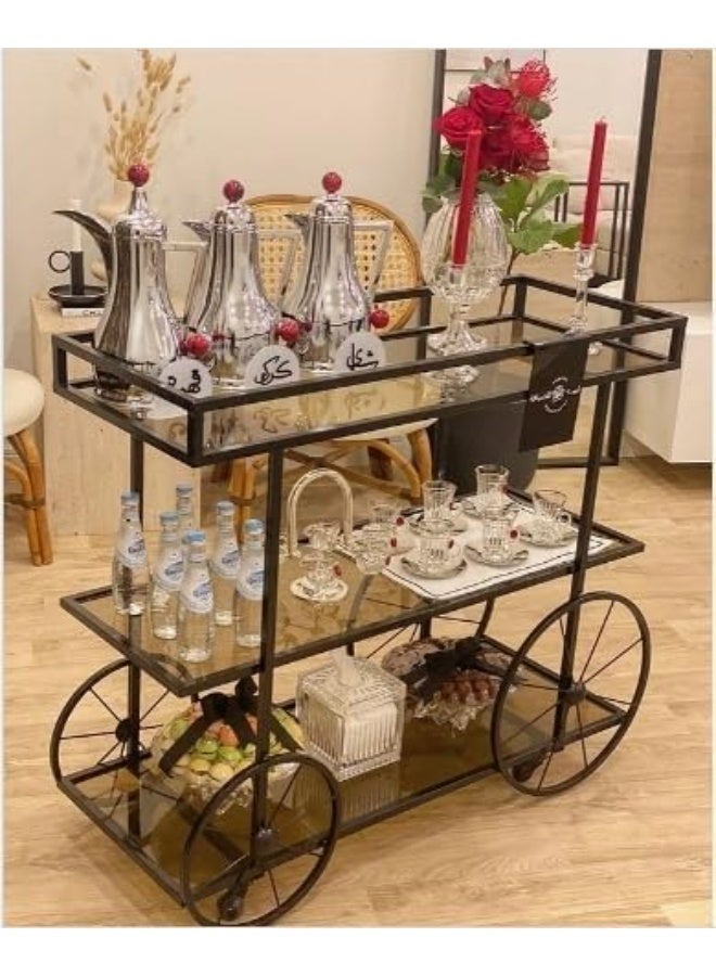 HOME TASTE عربة تقديم أنيقة وعملية مصنوعة من المعدن مع عجلات قابلة للقفل مثالية للاستخدام في المنزل والمطاعم والضيافة - Image 5